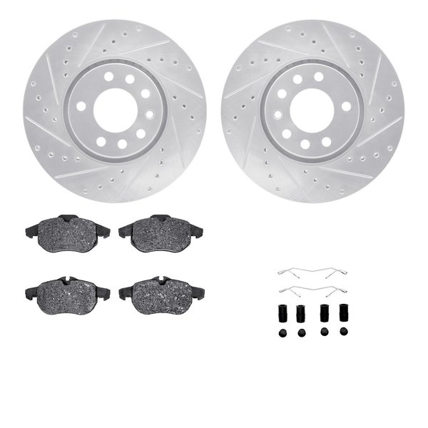 Dynamic Friction Co 7512-65015, Rotors-Drilled and Slotted-Silver w/ 5000 Advanced Brake Pads incl. Hardware, Zinc Coat 7512-65015